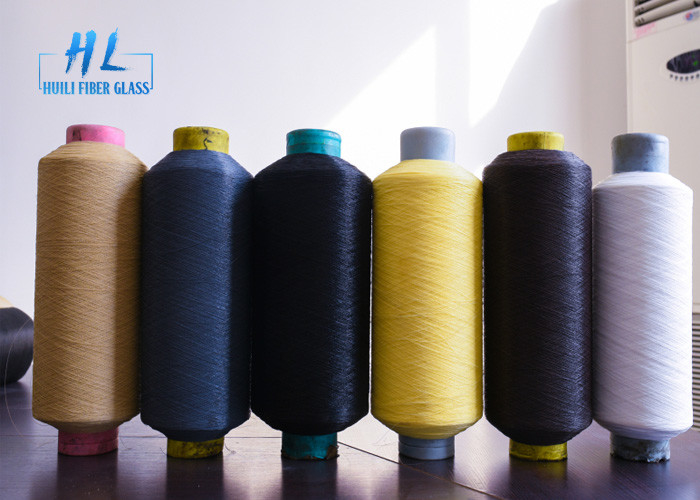 0.25 มม. พีวีซีสีดำเคลือบไฟเบอร์กลาสเส้นด้ายหน่วงไฟสำหรับหน้าจอแมลงทอผ้า