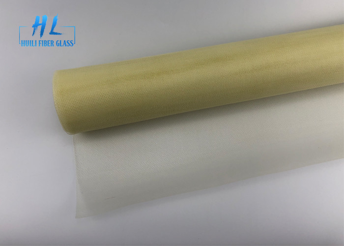 18 * 16 ตาข่าย 120G ไฟเบอร์กลาสหน้าจอหน้าต่างสีเหลืองและสีเทา