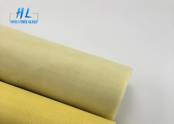 สีเหลืองเคลือบพีวีซีหน้าต่างไฟเบอร์กลาสหน้าจอป้องกันยุง 1.2m * 30m